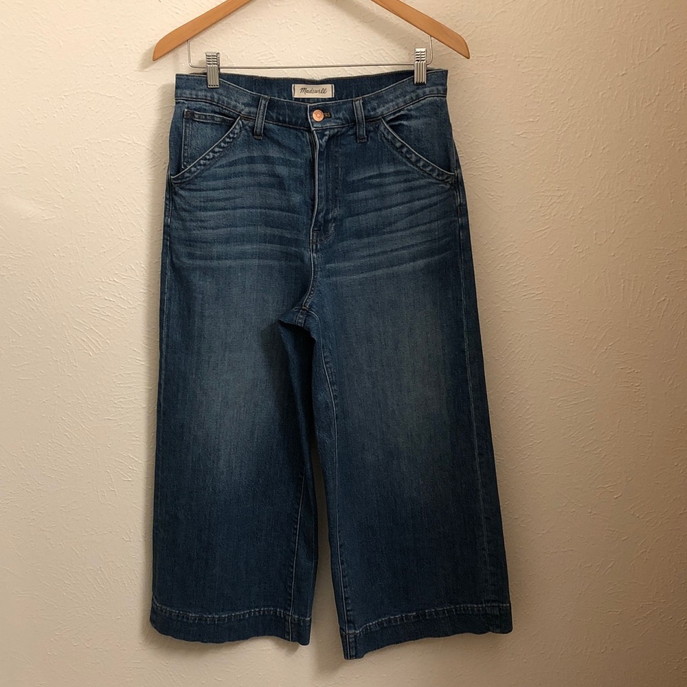 Madewell Dark Blue Wide Leg Cropped Women's Jeans